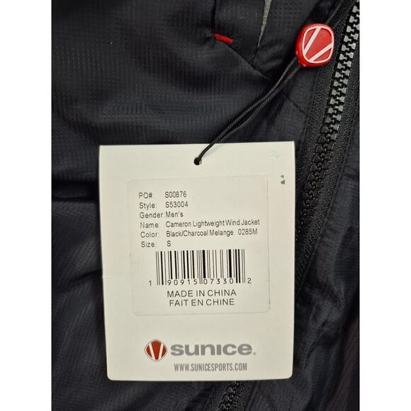 NWT Sunice Cameron Lightweight Wind Jacket Golf wear Black/Charcoal  Sz S - Picture 4 of 5